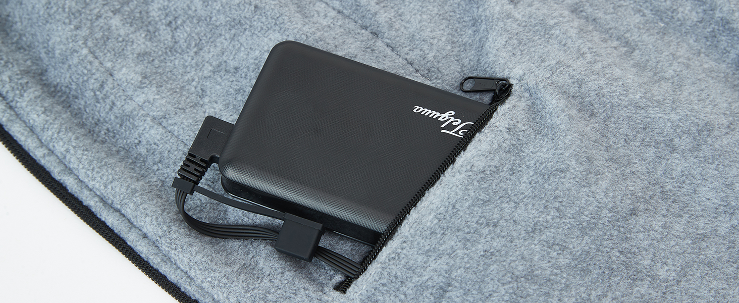 Тепла флісова жилетка Telguua з підігрівом для чоловіків з Powerbank 5V 10000mAh, 6 зон нагріву, 3 рівні температури, керування 2 зонами, для кемпінгу, піших прогулянок, сноубордингу, чорна