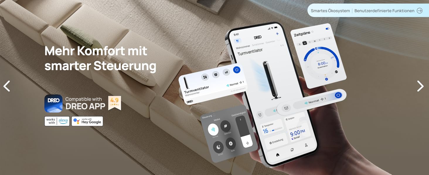 Dreo Pilot Max S: Тихий торшерний вентилятор з кулькою 120°, 12 швидкостей, 4 режими, таймер 12 годин, керування від пульта, для спальні