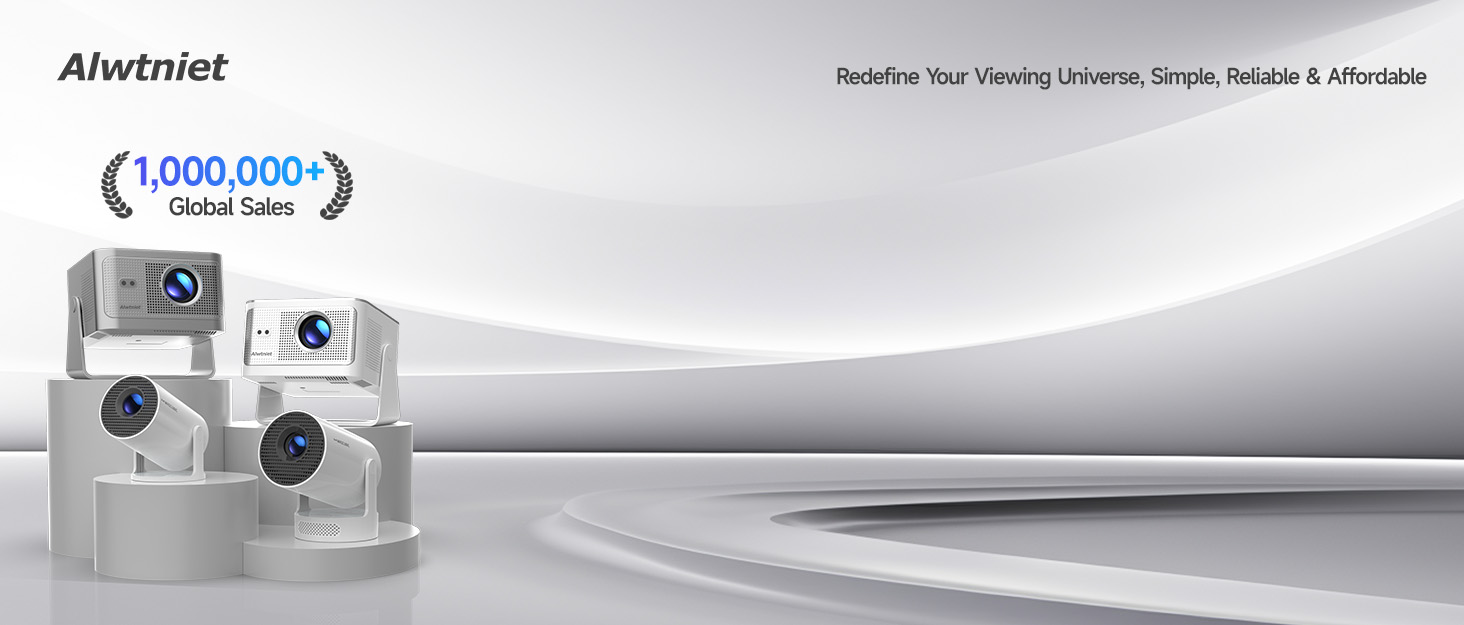 Проектор Alwtniet Mini Beamer 4K 8K з Android 14, WiFi 6, Bluetooth 5.4, Автофокус та Автокорекція, 180° поворот, для домашнього кінотеатру, HY350MAX