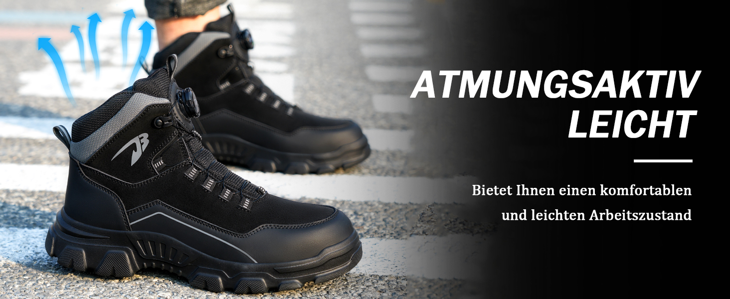 Черевики безпеки чоловічі та жіночі. Водонепроникні робочі черевики. Легкі, неслизькі, з поворотним затвором, зі сталевим підноском (38 EU, C26, чорний)