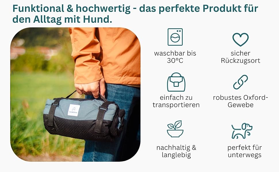 Килимок для собак Wanderpfote, 75 x 50 см, ортопедичний, вологостійкий, синій (M)