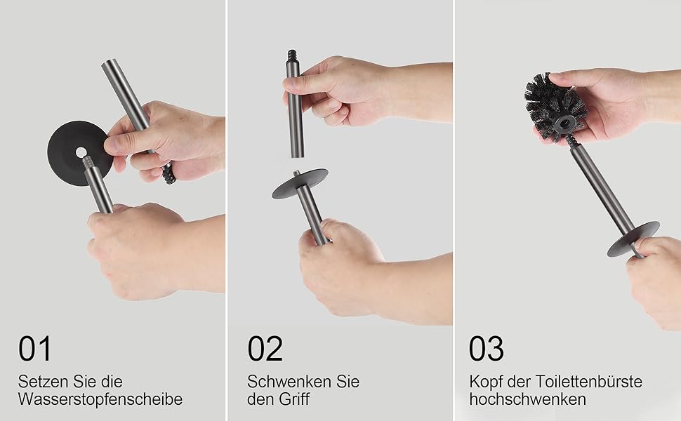 Набір для туалету BVL з щіткою та тримачем, метал, силікон, сірий