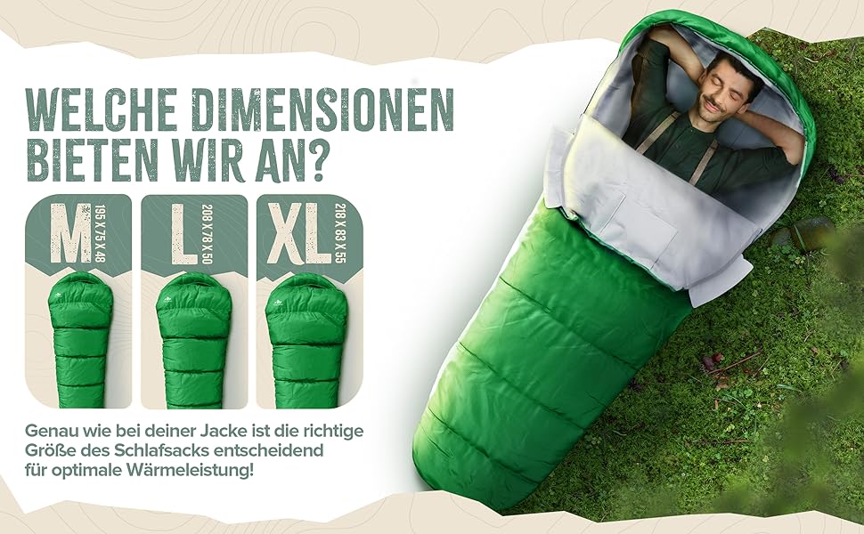 Спальник Schafsack Outdoor I - теплий, 300GSM, 1700г, для весни, осені та зими (-5°C до 10°C), M-X, зелений