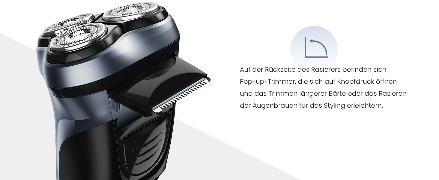 Електричний чоловічий бритва Sejoy, сухою та вологою, з поп-ап тримером, швидка зарядка 1 година, 3D плаваюча головка, LCD дисплей (сірий)