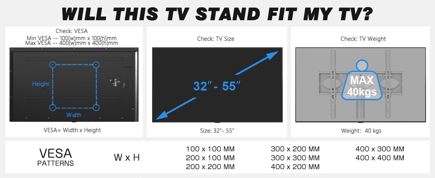 Стійка для телевізора 5Rcom з кронштейном 32-60 дюймів (до 40 кг), біла, VESA 400x400, регульована висота
