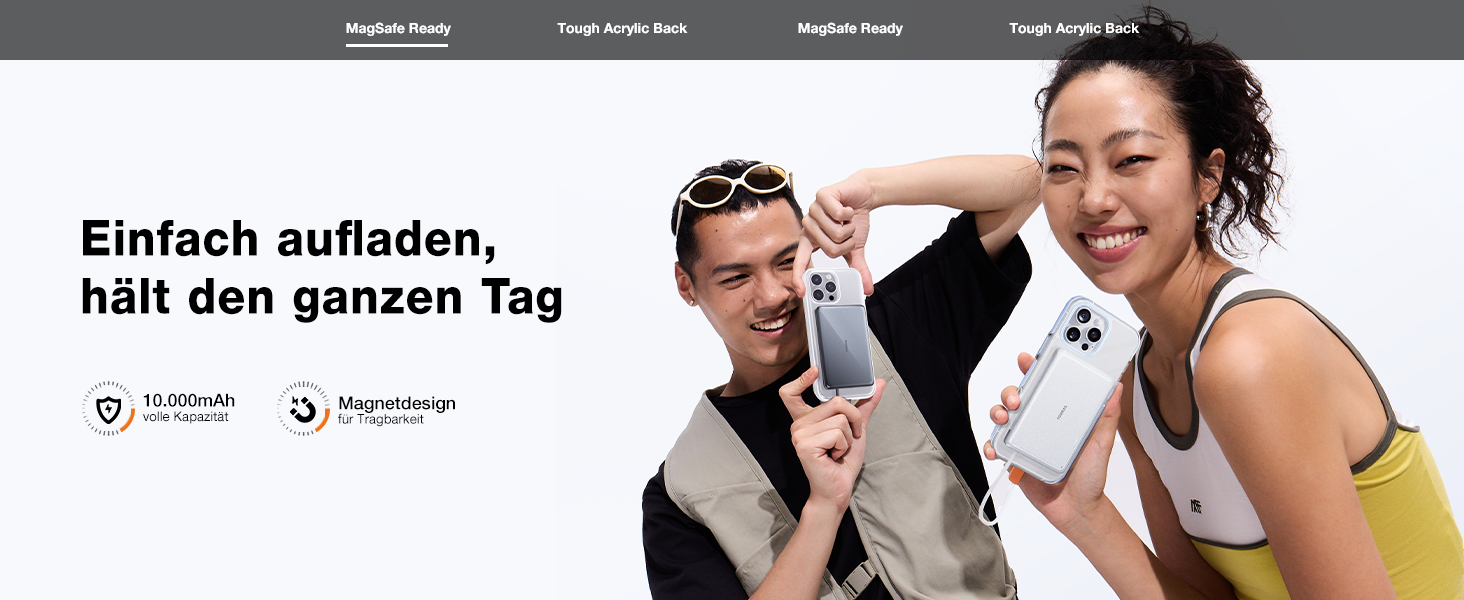 Портативний зарядний пристрій TORRAS 10000mAh з кабелем USB-C, 22.5W PD3.0, білий. Сумісний з iPhone, Samsung, AirPods.