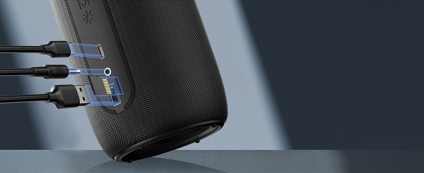 Портативна Bluetooth колонка Oraolo з RGB підсвіткою, водонепроникна IPX6, 10 год. роботи, для дому, велосипеда, вечірок - Чорна