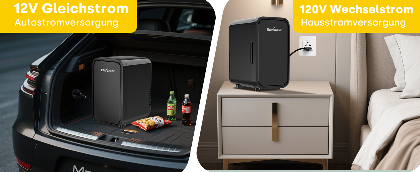 Міні-холодильник Enventor 6L: портативний, для авто, кімнати, косметики, фруктів, чорний