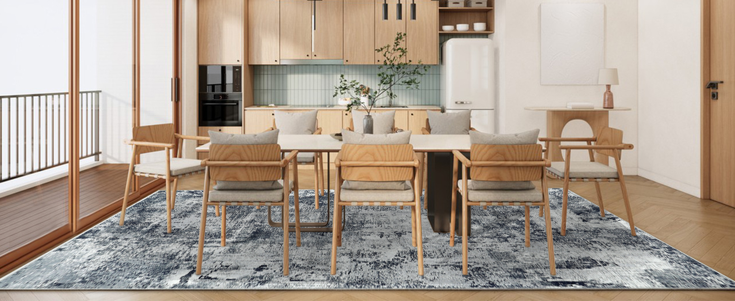 Килим для вітальні та спальні 160x230 см, сірий, короткий ворс, абстрактний, вінтажний дизайн, легко миється, не слизький