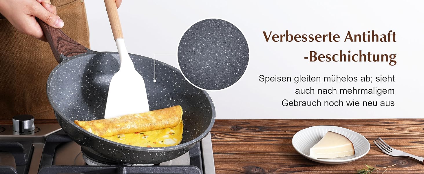 Сковорода SENSARTE з антипригарним покриттям, 24 см, з гранітною керамікою, для плити та індукції, без PFOA/PTFE/PFAS