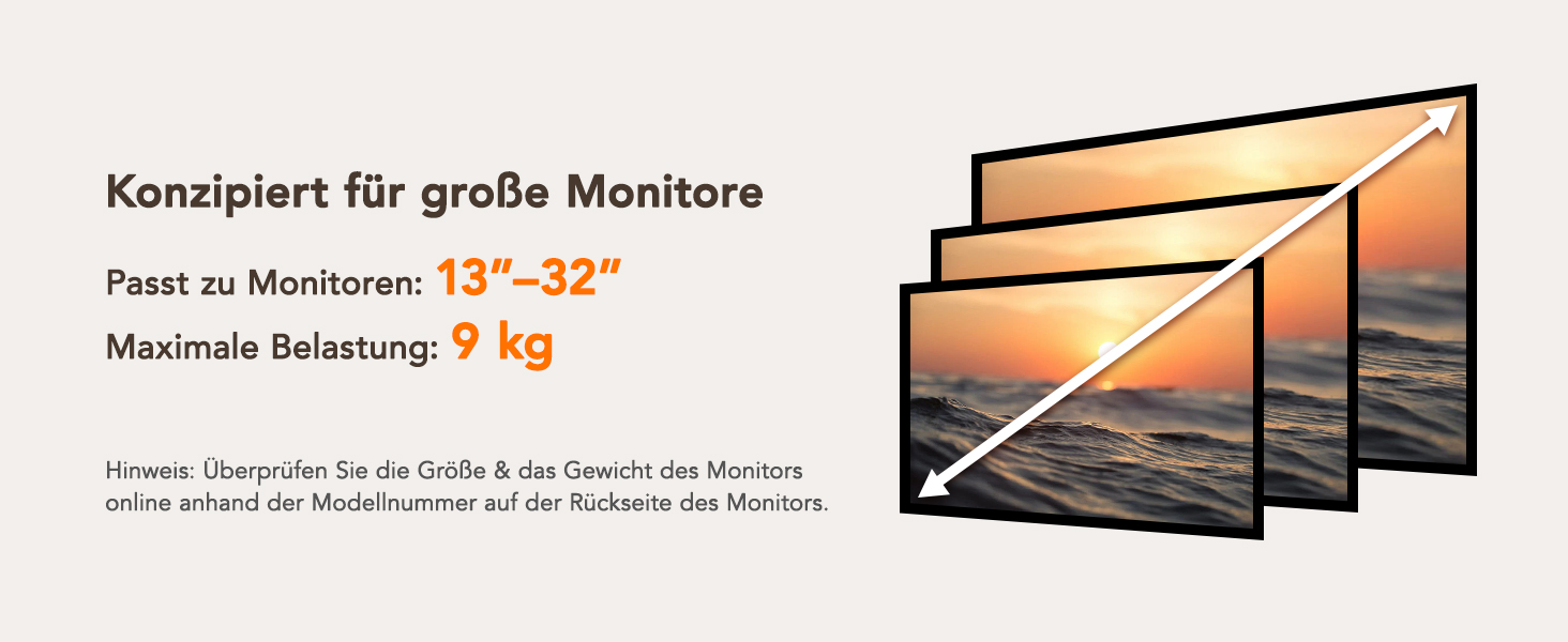 Кріплення для монітора ErGear: регульована підставка для моніторів 13-32 дюймів, до 9 кг, VESA 75x75/100x100 мм