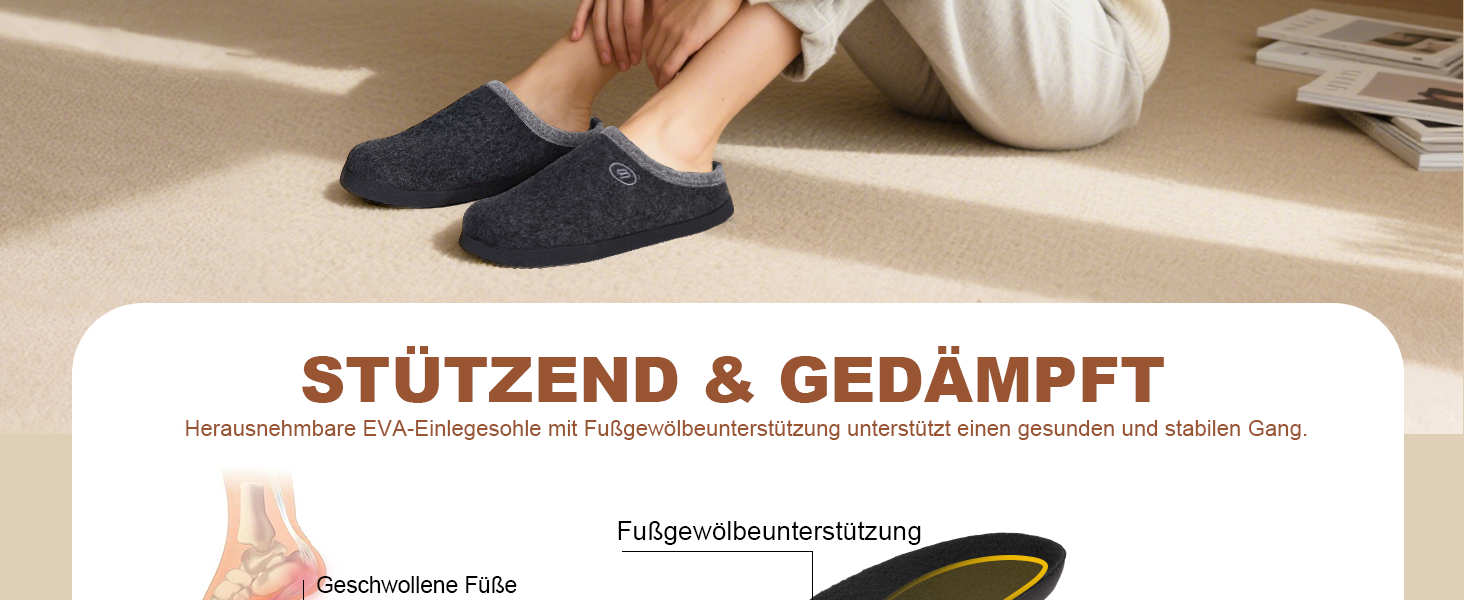 Тапочки халатні Ruyi для дому та вулиці, зимові, з підтримкою склепіння стопи, антиковзаюча підошва, сірі, 43 EU