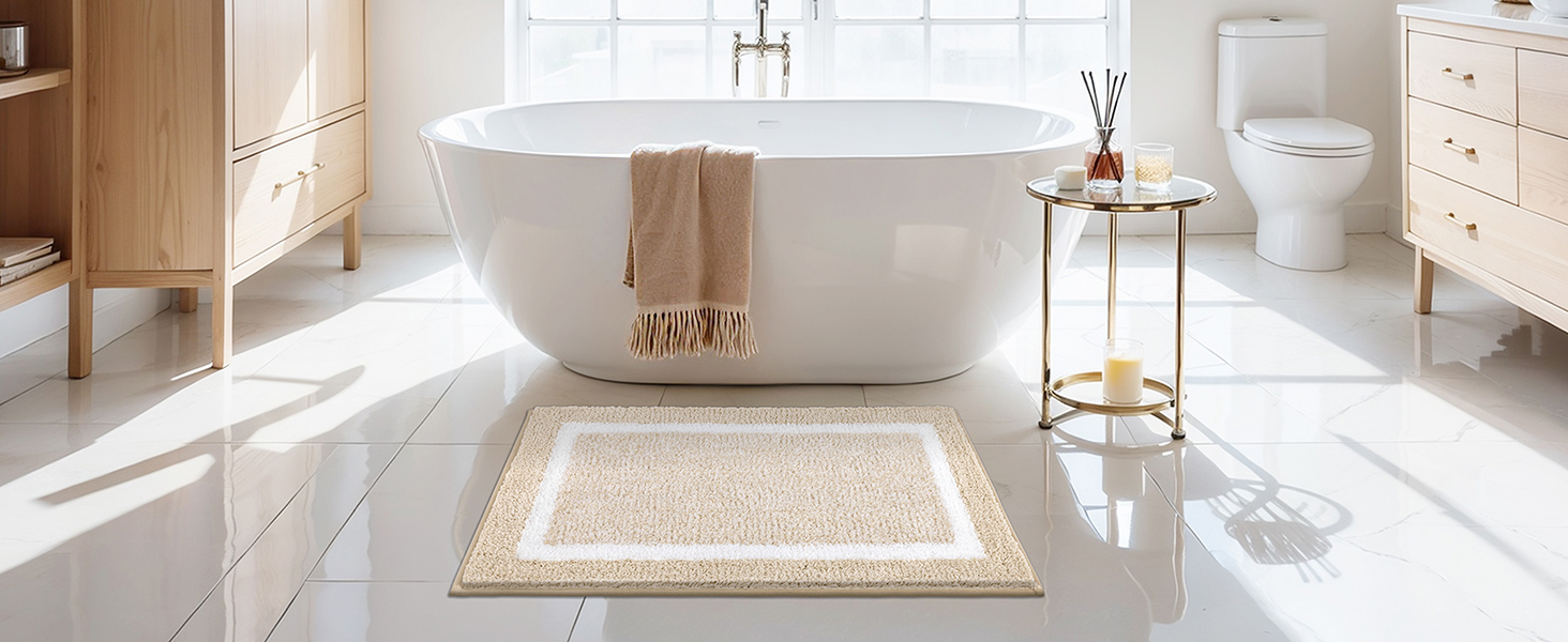 Килимок для ванної кімнати SHACOS: неслизький, м'який, швидковисихаючий, 50x80 см, бежевий
