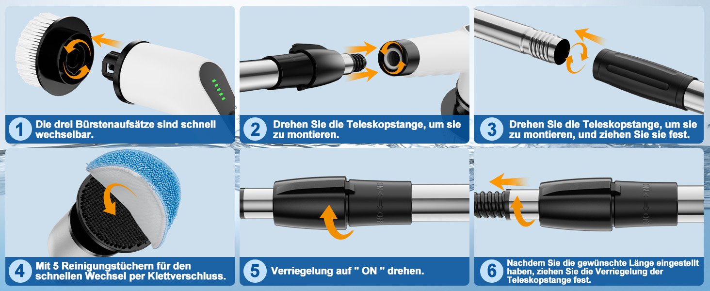 Електрична щітка для прибирання 9 в 1 з набором насадок, акумулятор 3000mAh, для ванної, кухні, авто, плитки