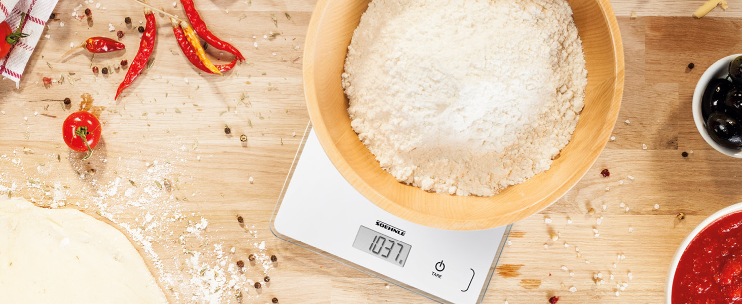 Кухонні ваги Soehnle Page Compact 300 білі, цифрові ваги до 5 кг, LCD-дисплей, функція тарування