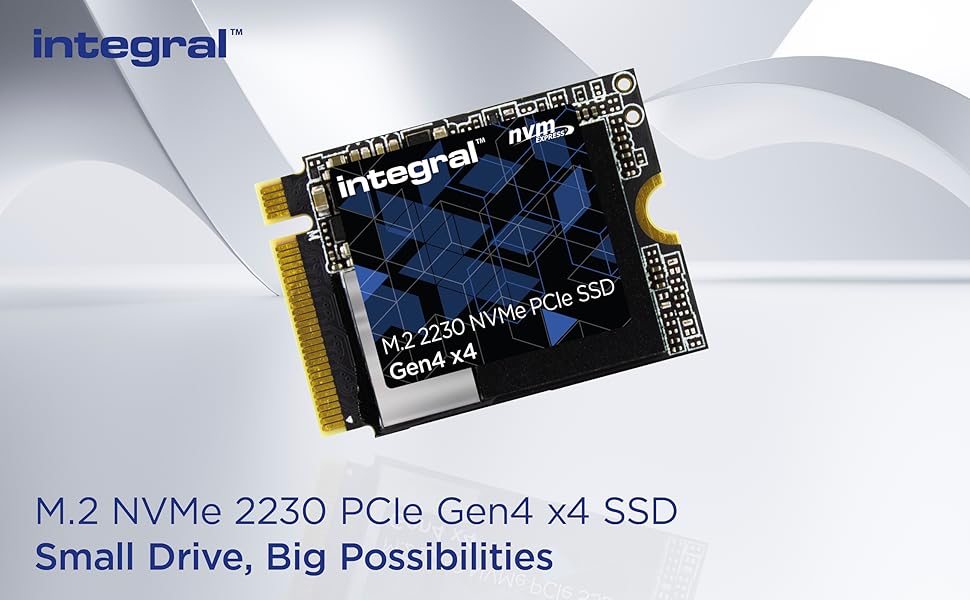 SSD Integral 1TB NVMe M.2 PCIe Gen4 x4 - Швидкість до 4900 МБ/с, 2230, сумісний з Valve Steam Deck, Microsoft Surface Pro, ПК та ноутбуками