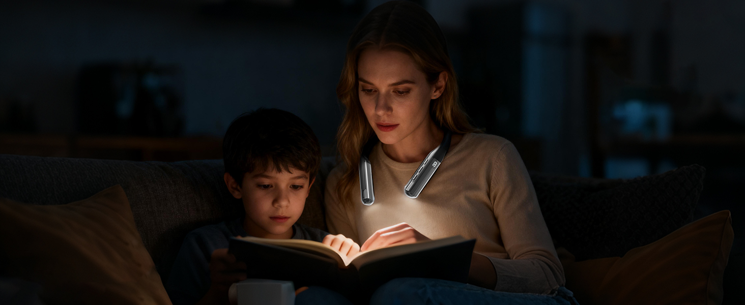 Ліхтар на шию LQWELL для читання, в'язання, рукоділля: LED лампа з регульованою яскравістю та кольором, акумуляторна, чорна