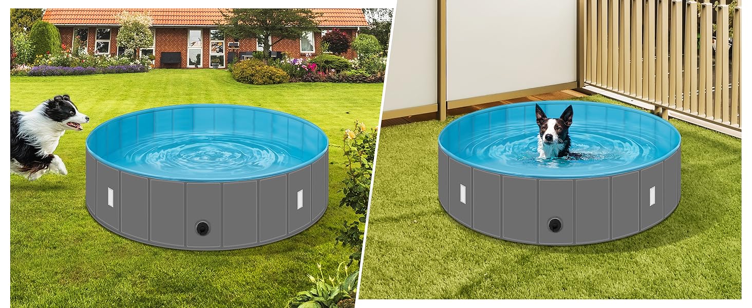 Басейн для собак великих порід EUGAD 120x30 см з кришкою. ПВХ басейн для собак, антиковзне покриття, легко складається