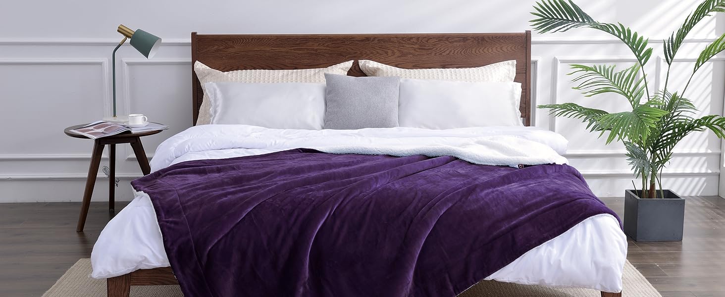 Плед з Sherpa, темно-сірий, двосторонній, 150 x 200 см | Плед для дивана та вітальні