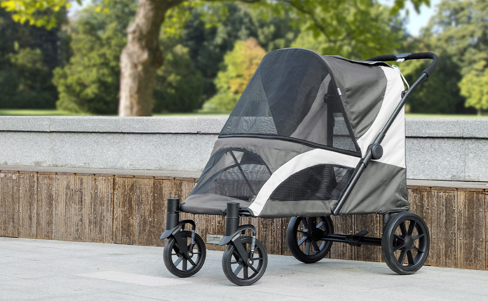PawHut Buggy для собак та котів, розкладний, до 30 кг, сірий