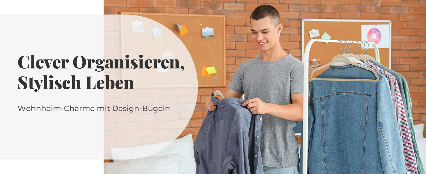 Плечики для одягу з велюру, 20 шт. - Плечики для економії місця, нековзні, міцні, 360° обертання - для сорочок, костюмів, светрів, штанів