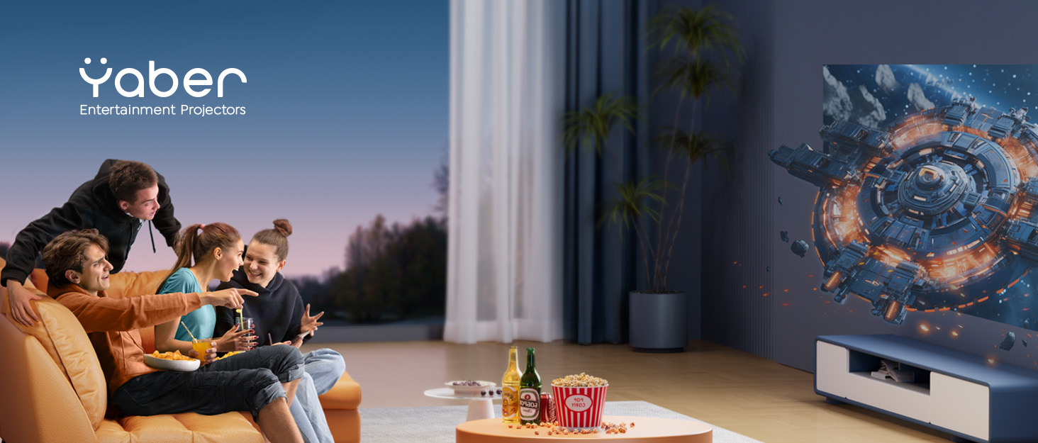 YABER V12 проєктор 4K: Full HD, WiFi6, Bluetooth 5.2, автофокус, 60Hz, 20W Dolby, для дому та на вулицю, 50% Zoom