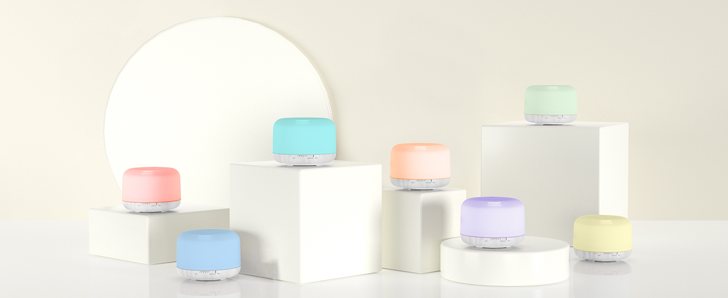 ASAKUKI Дифузор ароматерапії 500 мл, ультразвуковий зволожувач повітря з дистанційним керуванням, автоматичне вимкнення та 7 LED-кольорами