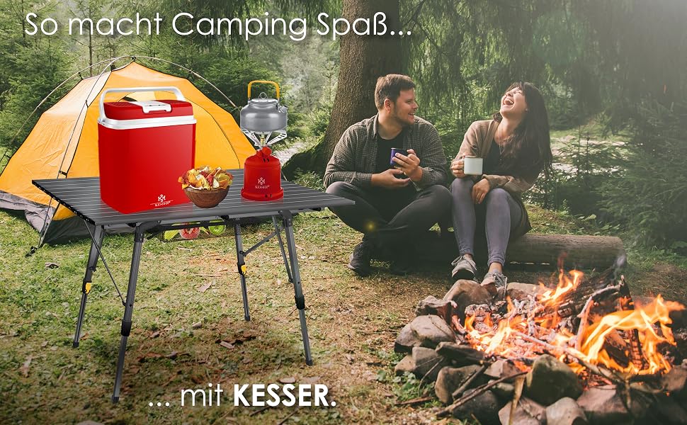 Складний кемпінговий стіл KESSER® алюмінієвий 120x70 см, до 100 кг, з сумкою для транспортування, антрацит