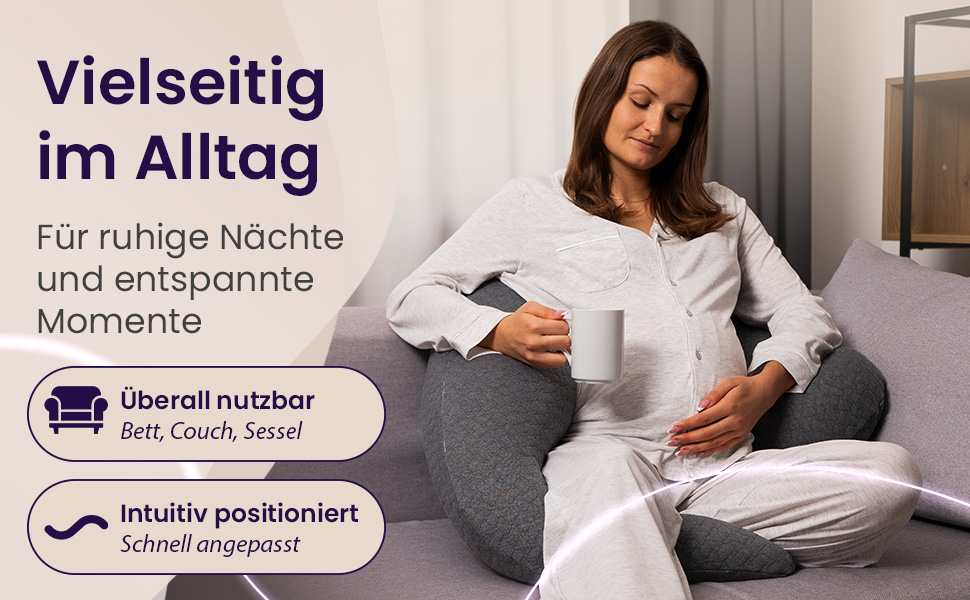 Подушка для вагітних та годування з ефектом пам'яті (Memory Foam), модель 2026 року, змивний чохол, анатомічна подушка для всього тіла