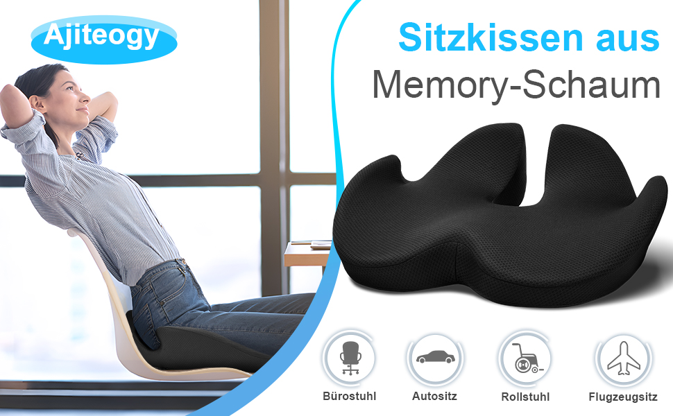 Ergonomic Seat Cushion for Office Chair - Orthopedic Pressure Relief Cushion with Memory Foam - Wheelchair Seat Cushion