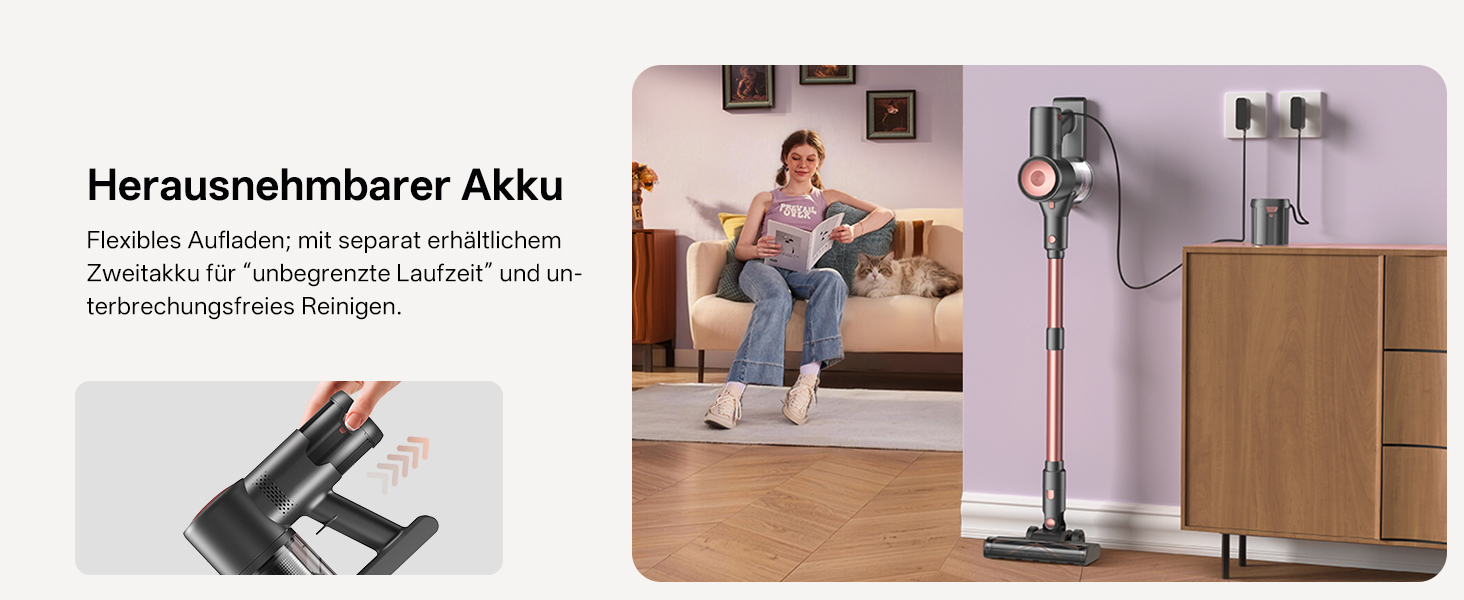 Бездротовий акумуляторний пилосос Vexilar V10PRO 6-в-1 з LED, потужність 450W, час роботи 45 хв, сила всмоктування 45000Pa. Підходить для твердих поверхонь, килимів та видалення шерсті тварин. Компактний, легкий, з телескопічною трубою. Колір: Рожевий.