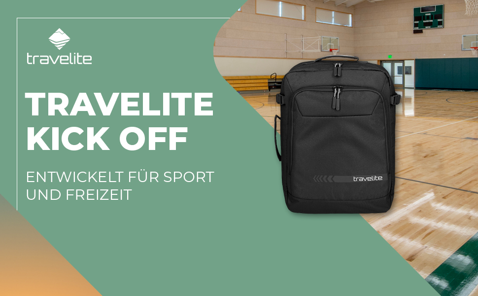Рюкзак для ручної поклажі Travelite Kick Off 35 л, чорний, багатофункціональний спортивний рюкзак для подорожей і відпочинку, 50 см