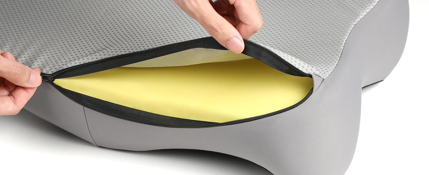 Ортопедична подушка для сидіння Benazcap з Memory Foam - для офісного крісла, автомобіля, інвалідного візка. Зменшує біль у куприку. Чорний/Сірий колір