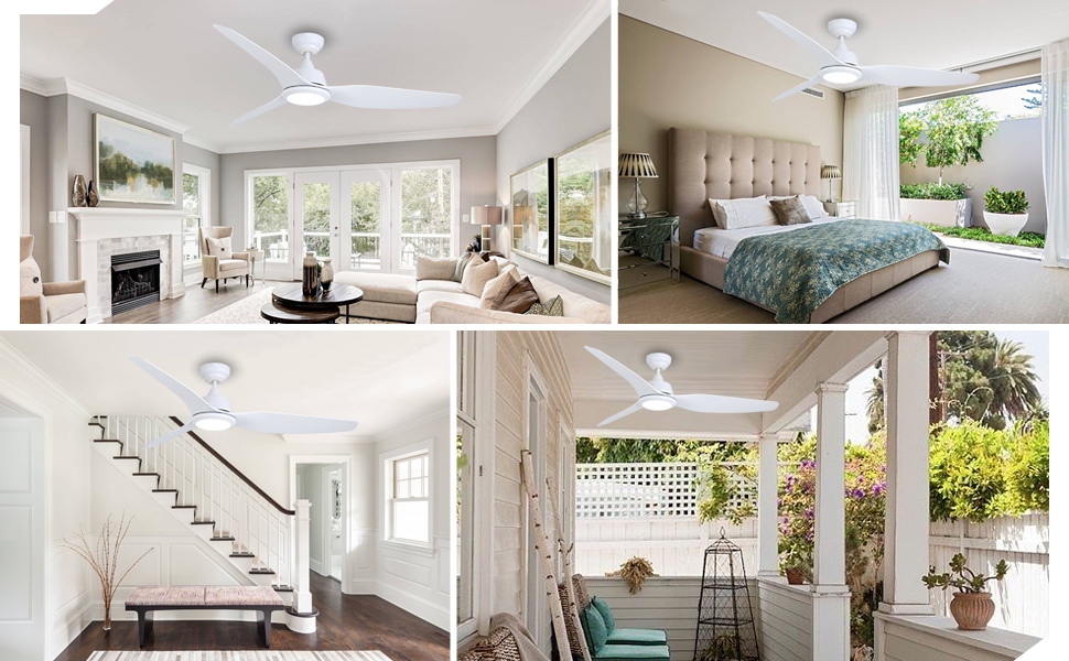 Стеляний вентилятор Ovlaim з підсвічуванням та пультом керування, Smart вентилятор, зимовий режим, DC мотор, сумісний з Alexa/Google Home, 142 см, білий