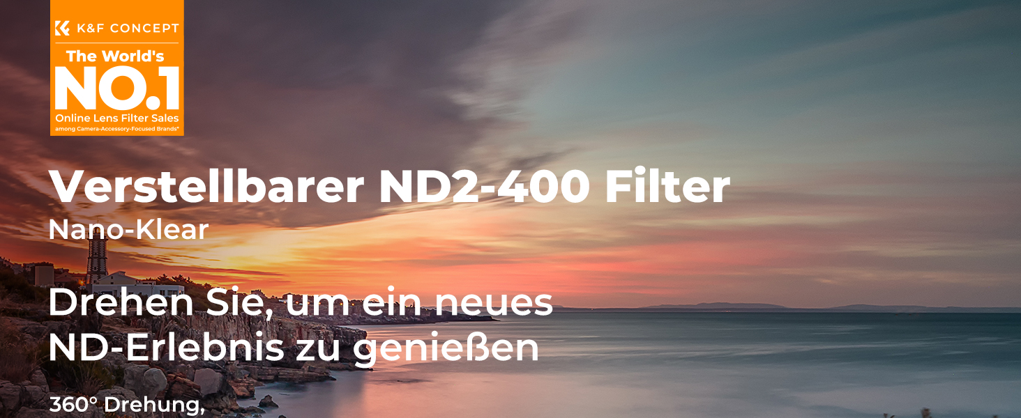 Фільтр ND Variabler K&F Concept Nano-Klear (40.5mm) ND2-ND400, 1-9 ступенів, з 3 серветками для чищення