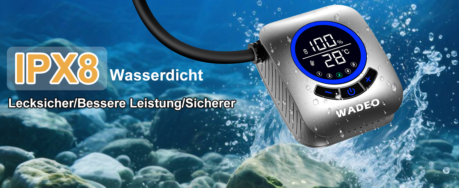 Портативна душова кабіна WADEO з насосом, 8000mAh, LED-дисплеєм, для кемпінгу та подорожей