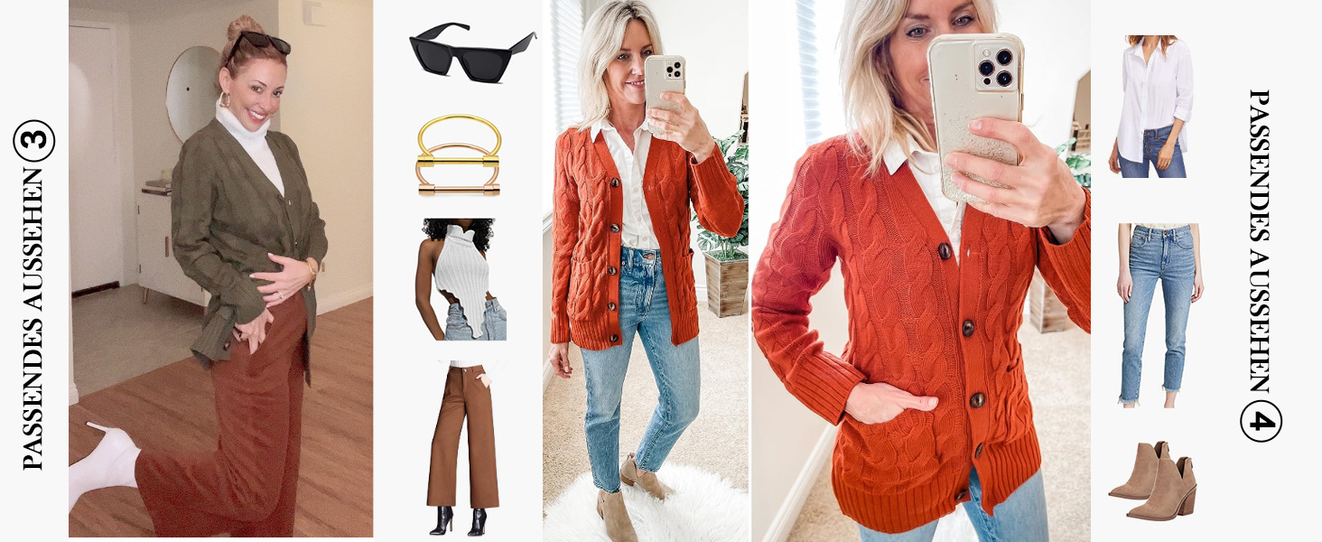 Жіночий в'язаний кардиган GRECERELLE з довгими рукавами, з кишенями та ґудзиками. Елегантний в'язаний жакет для осені/зими/весни. Розмір L, колір білий.