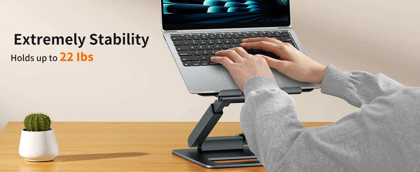 Adjustable Laptop Stand for Desk - Telescoping Design, Ergonomic Riser for 10-17 inch Laptops (Gray)