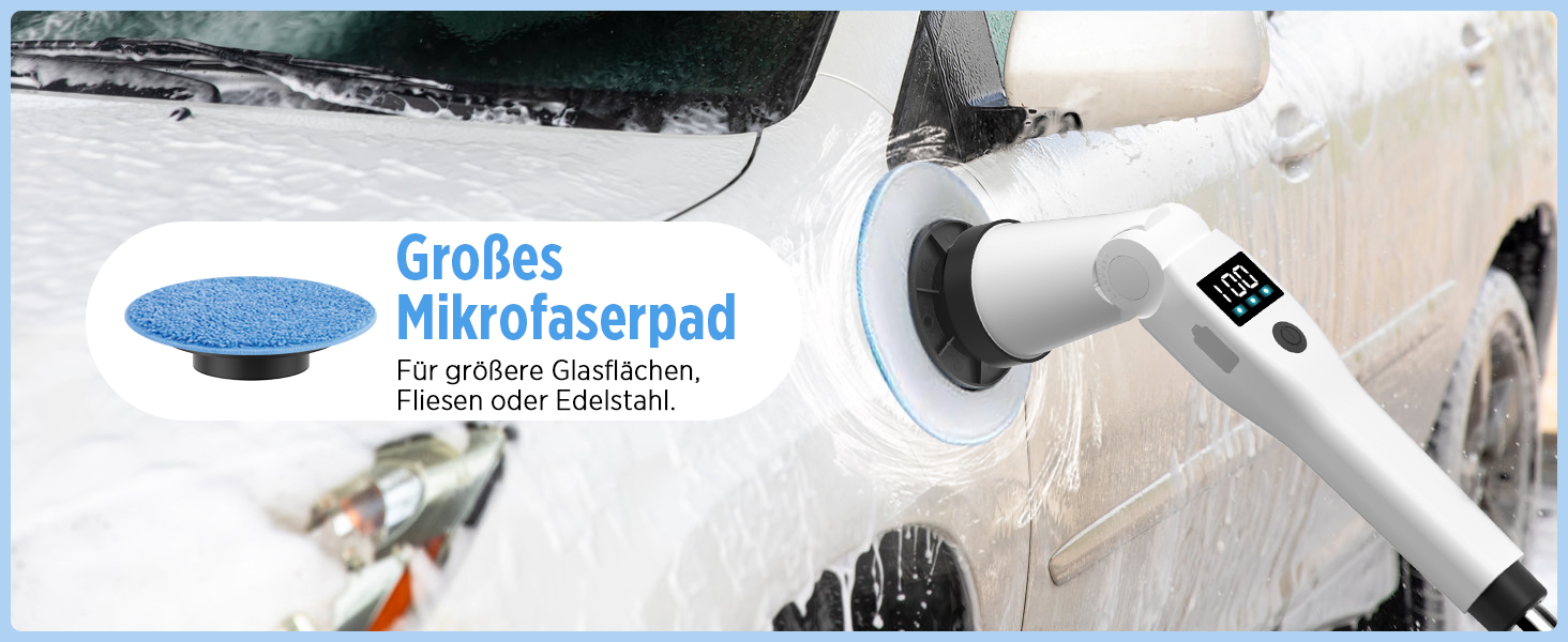 Електрична щітка для прибирання з 8 насадок, 3 швидкості, IP65 водостійка, регульована ручка, акумуляторна щітка для ванної, кухні, плитки, душу та кутів (біла)