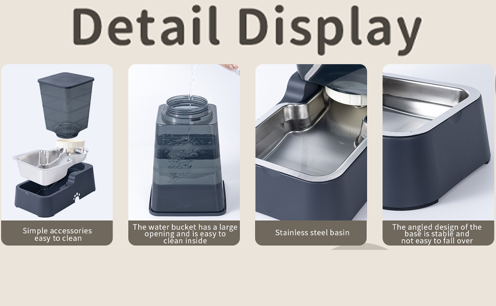 5L Automatic Pet Feeder & Waterer - Dog & Cat Food & Water Dispenser Set (Dark Gray)