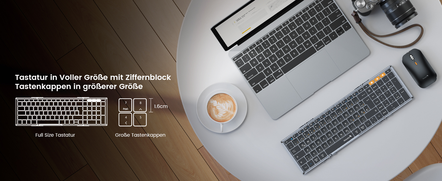 Бездротова клавіатура та миша ProtoArc XKM01, Bluetooth, QWERTZ, для iPad, Tablet, iPhone, Laptop, сірий колір