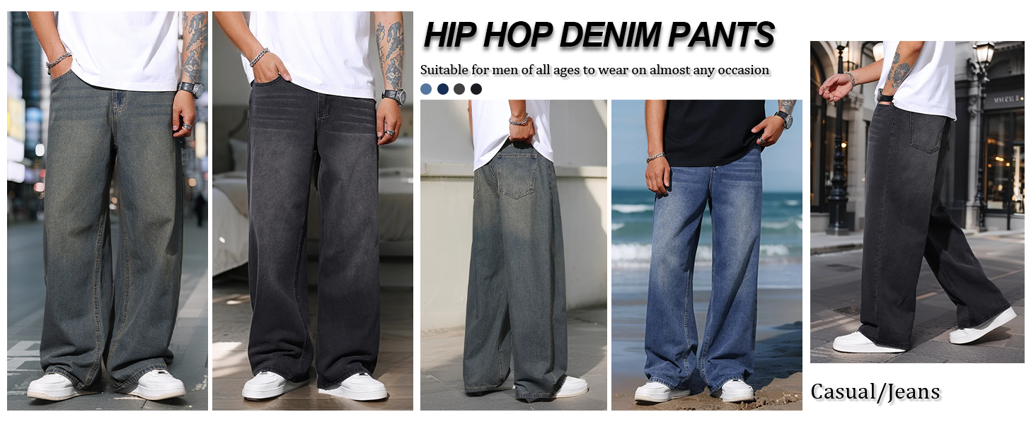 Чоловічі джинси Zewool Baggy Y2K чорні, широкі, вільні, стиль Hip Hop, розмір M