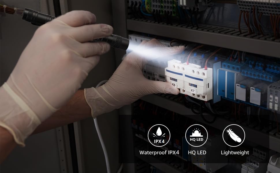 Ліхтарик LED Mini IPX4 Водостійкий, 3 режими, стік-ліхтарик для інспекції, роботи, ремонту (2 шт.), чорний