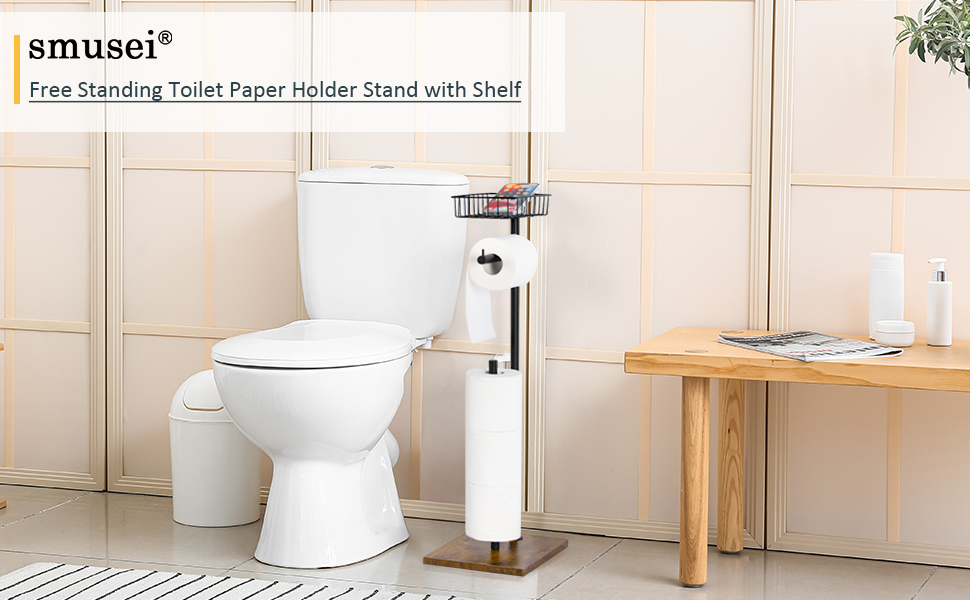 Підставка для туалетного паперу Smusei: дерев'яна, з місцем для запасних рулонів | Підставка для туалетного паперу для ванної кімнати