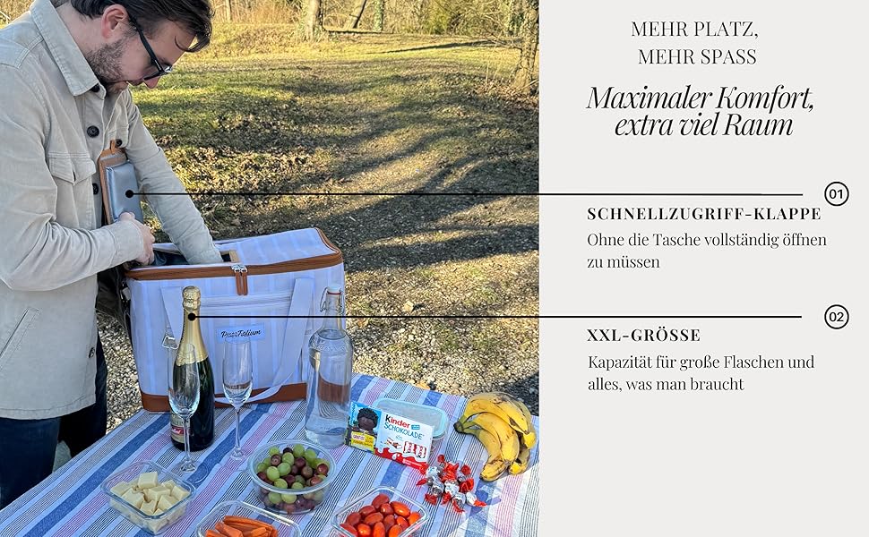 Велика складана термосумка 45L для покупок, пляжу, пікніка, обіду. Водонепроникна, ізольована на 12 годин. Ретро XXL, бежевий колір.