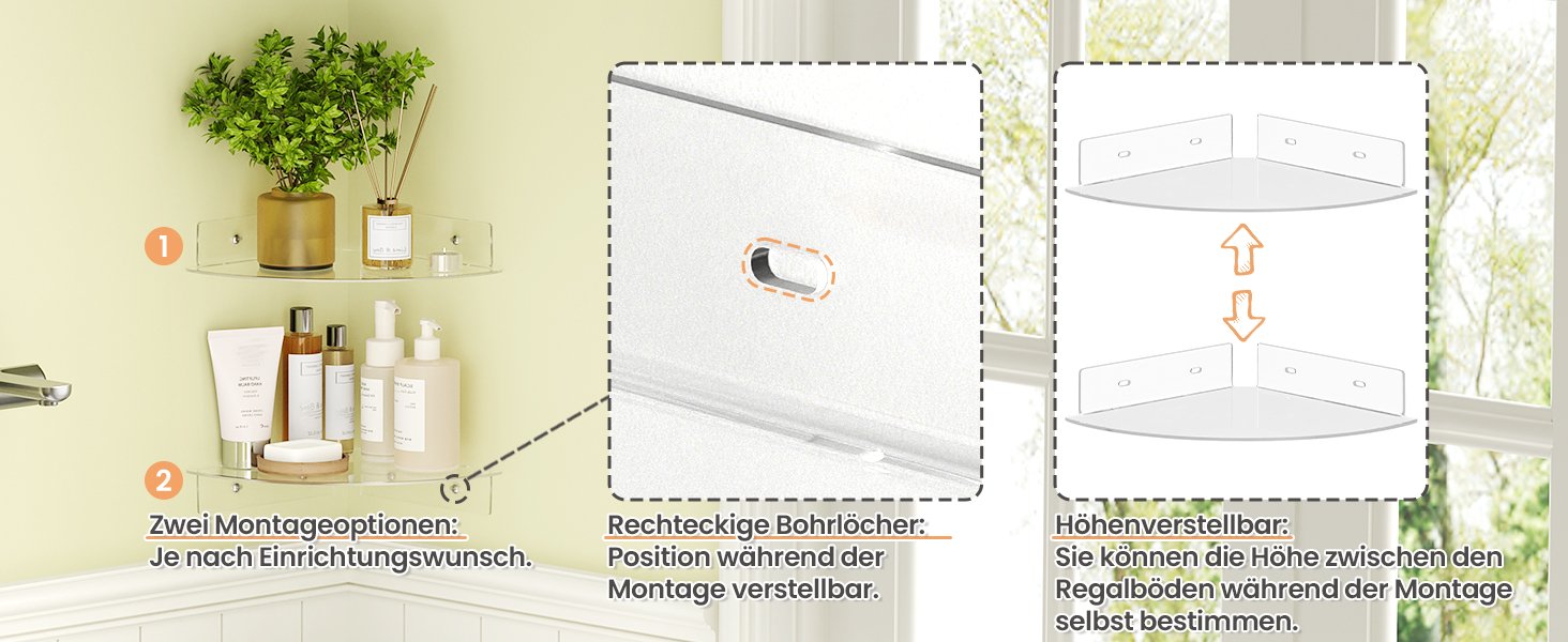 Настінні полиці Upsimples, 4 шт., білі, без свердління, 38x10 см, для ванної, спальні та кухні