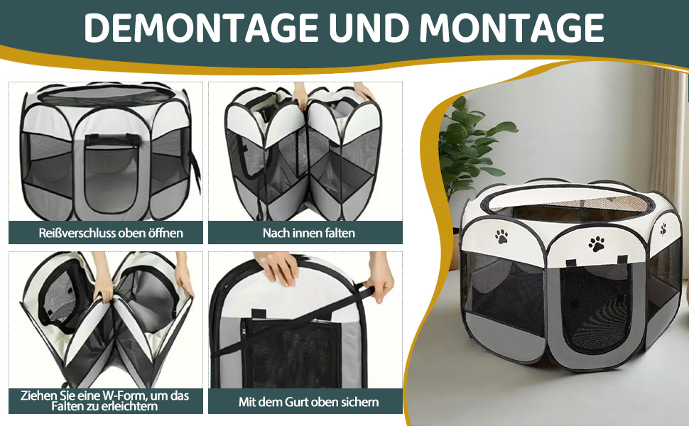 Складана вольєр для цуценят та котів 74x74x43 см - сірий. Підходить для собак, котів, кроликів.