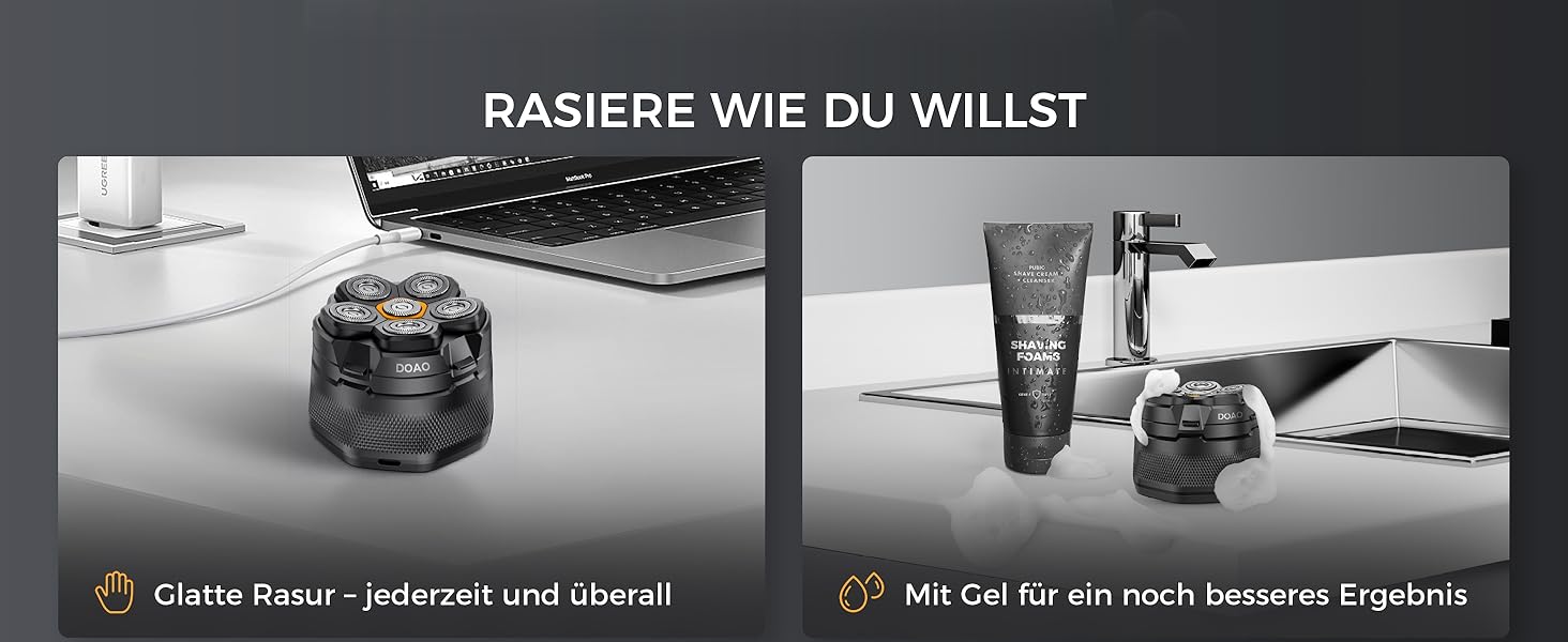 Машинка для гоління голови чоловіча DOAO, акумуляторна, водонепроникна, з Type-C, магнітна, 180 хв роботи