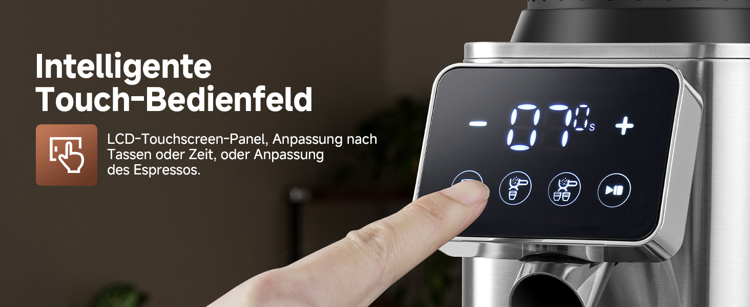 AMZCHEF Електрична кавомолка з регулюванням помелу для еспресо, drip, pour over, cold brew та French press | Срібна