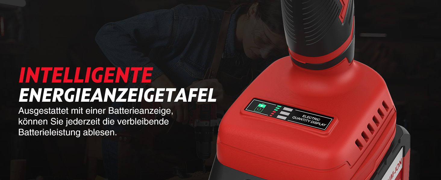 Акумуляторний дриль-шуруповерт SundpeyPRO 21V з перфоратором, 120 Нм, безщітковий двигун, комплект з 2 x 4000mAh акумуляторами, 20+3 ступені крутного моменту, LED-підсвітка